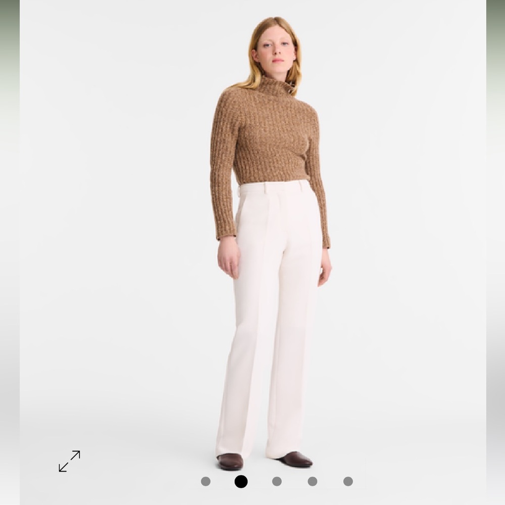 Longchamp Designer Ecru Tailored Trousers Quiet Luxury Minimalist Workwear Sz 6